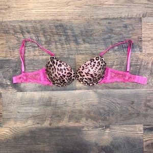 Fredricks Of HollyWood Bra 32B Push-Up Padded Leopard And Pink